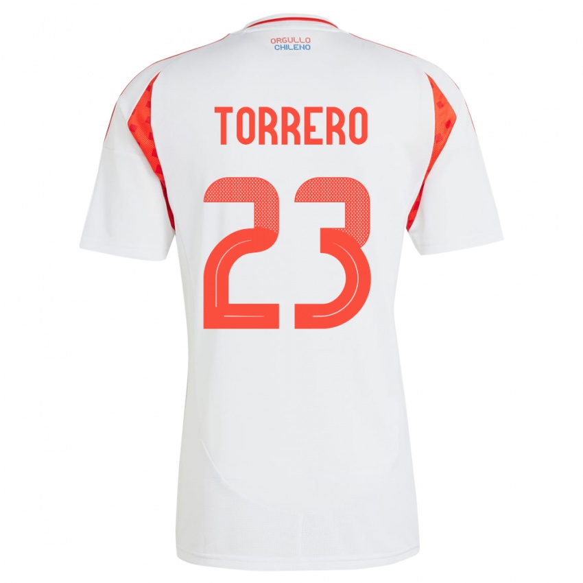 Herren Chile Ryann Torrero #23 Weiß Auswärtstrikot Trikot 24-26 T-Shirt Belgien