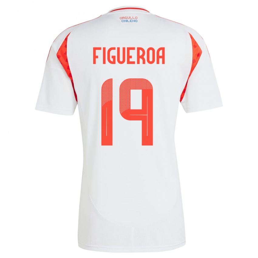 Herren Chile Catalina Figueroa #19 Weiß Auswärtstrikot Trikot 24-26 T-Shirt Belgien