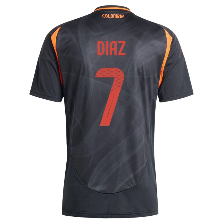 Heren Colombia Luis Díaz #7 Zwart Uitshirt Uittenue 24-26 T-Shirt België