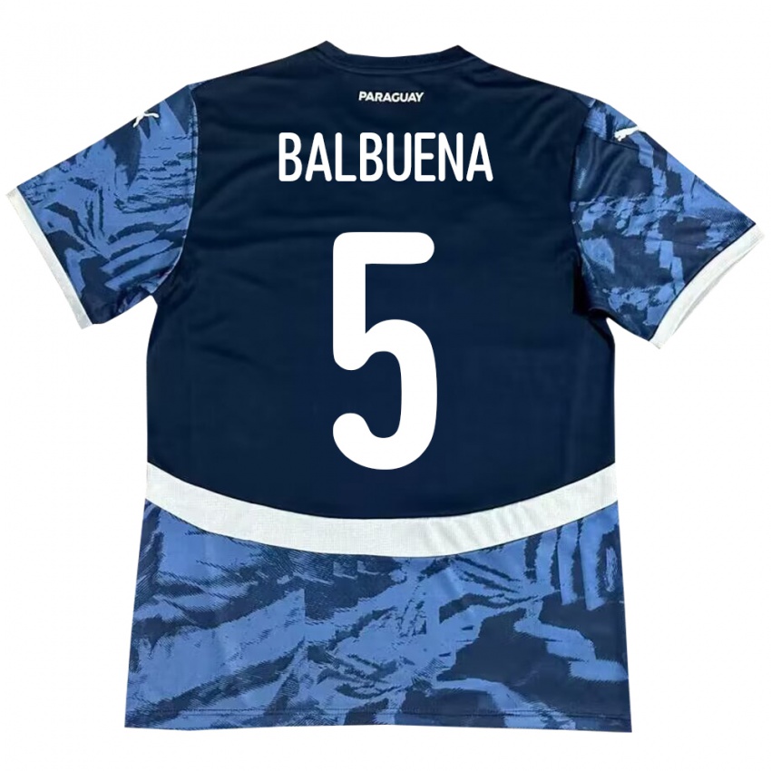 Herren Paraguay Fabián Balbuena #5 Blau Auswärtstrikot Trikot 24-26 T-Shirt Belgien