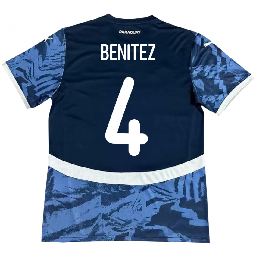 Heren Paraguay Gastón Benítez #4 Blauw Uitshirt Uittenue 24-26 T-Shirt België