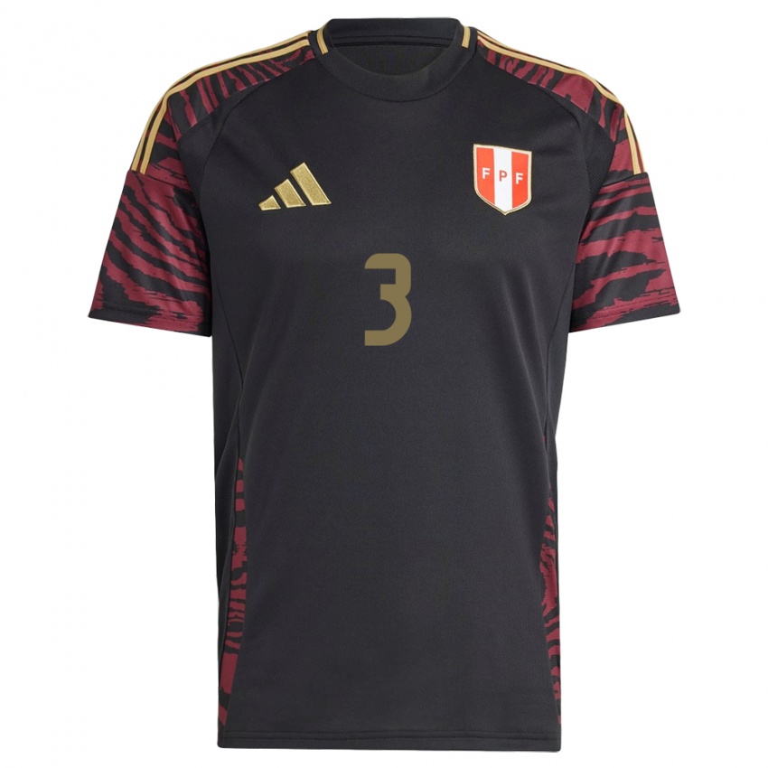 Herren Peru María Alejandra Espejo #3 Schwarz Auswärtstrikot Trikot 24-26 T-Shirt Belgien