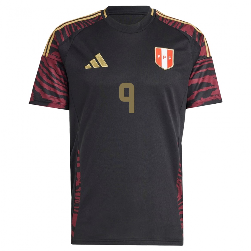 Herren Peru Pierina Núñez #9 Schwarz Auswärtstrikot Trikot 24-26 T-Shirt Belgien