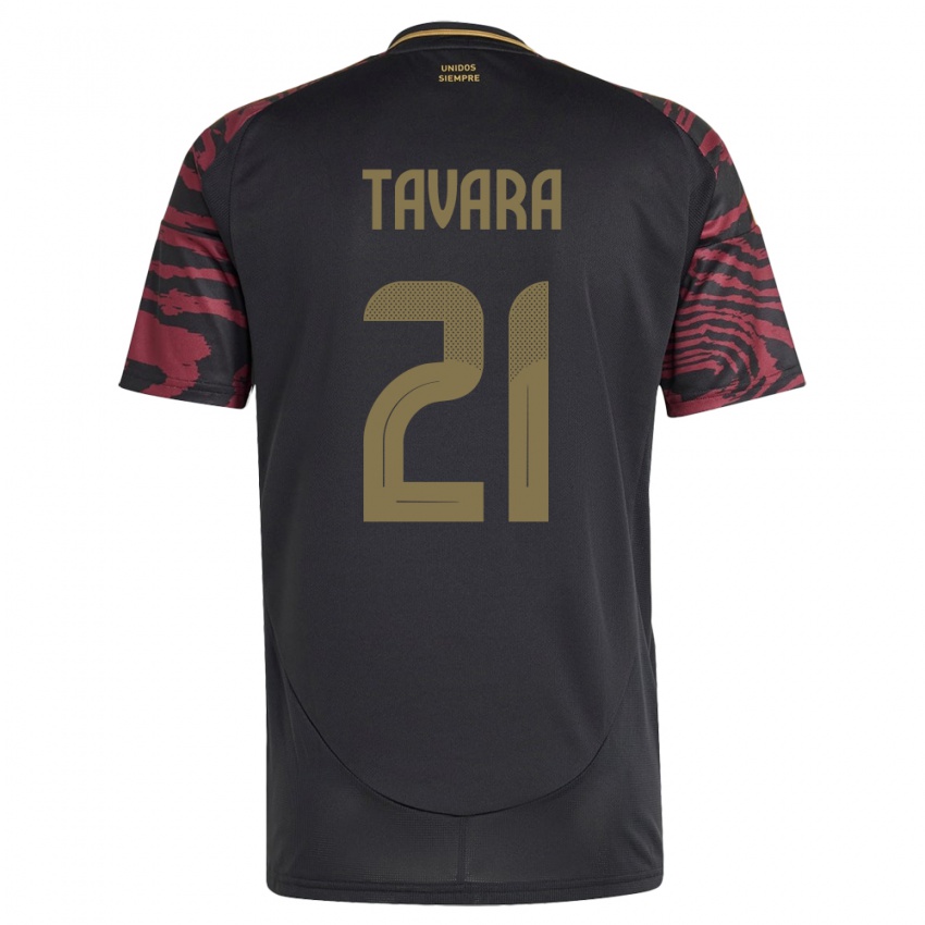 Herren Peru Martín Távara #21 Schwarz Auswärtstrikot Trikot 24-26 T-Shirt Belgien