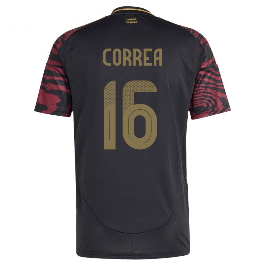 Herren Peru Eslyn Correa #16 Schwarz Auswärtstrikot Trikot 24-26 T-Shirt Belgien