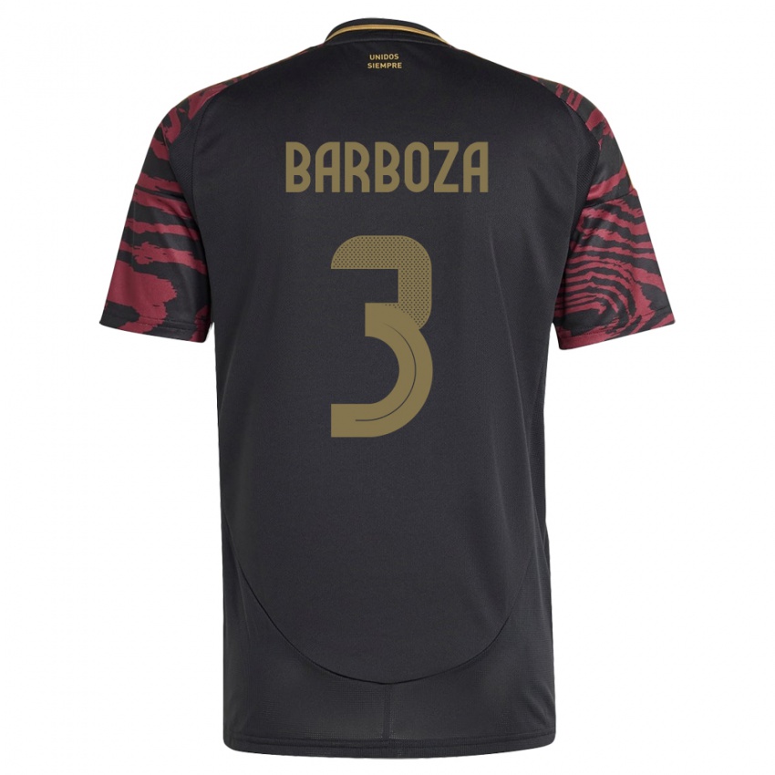 Herren Peru Matías Barboza #3 Schwarz Auswärtstrikot Trikot 24-26 T-Shirt Belgien