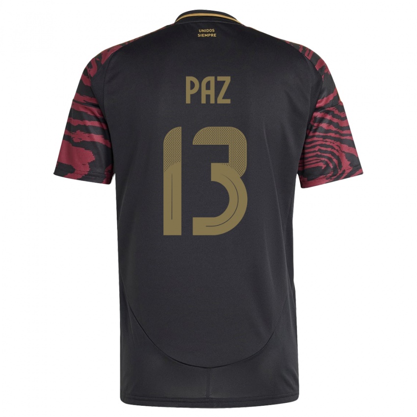 Herren Peru Braidy Paz #13 Schwarz Auswärtstrikot Trikot 24-26 T-Shirt Belgien