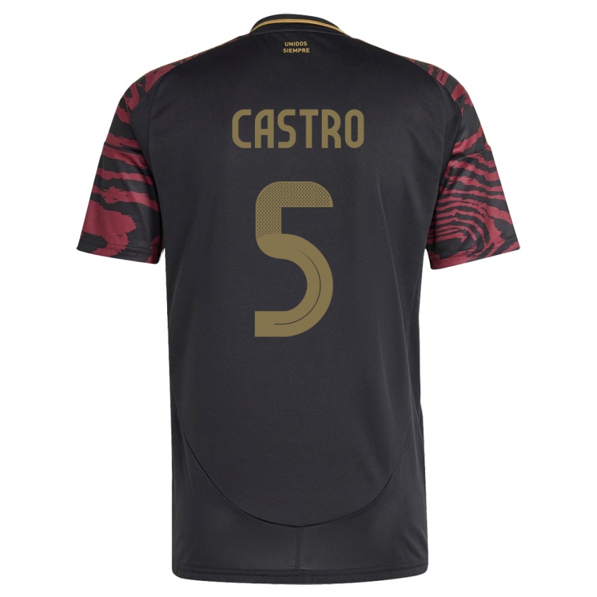 Herren Peru Rosa Castro #5 Schwarz Auswärtstrikot Trikot 24-26 T-Shirt Belgien