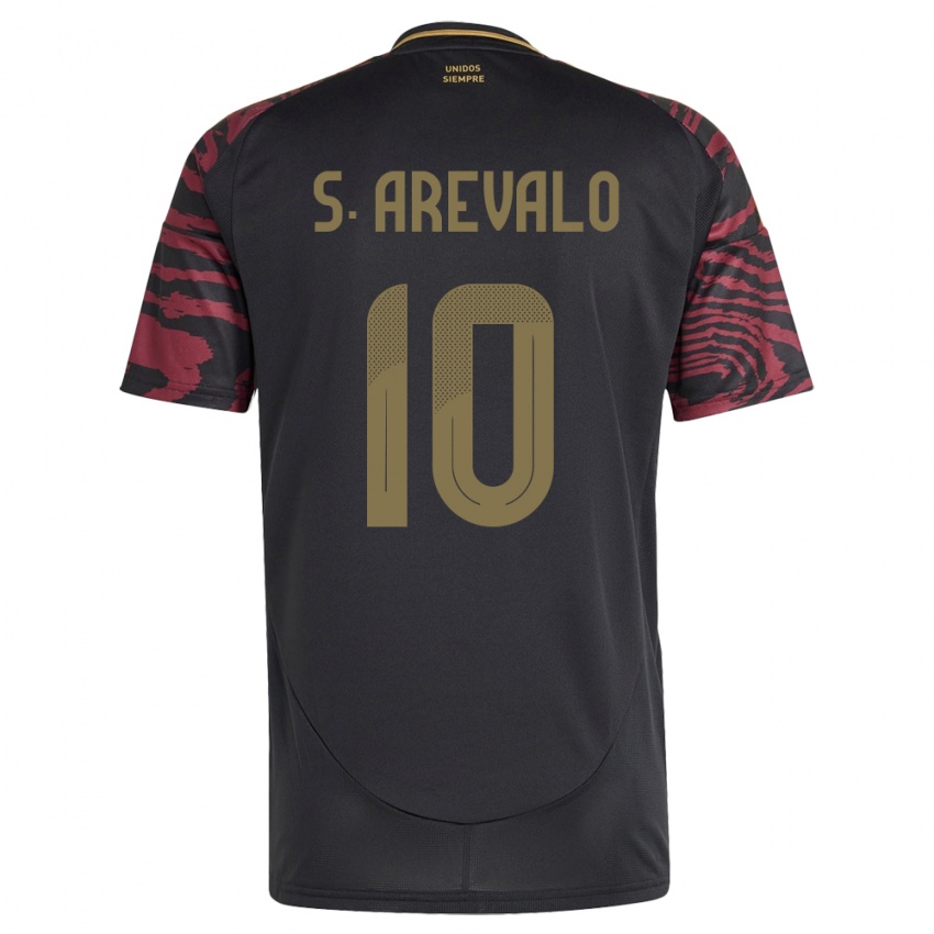 Herren Peru Sandra Arévalo #10 Schwarz Auswärtstrikot Trikot 24-26 T-Shirt Belgien