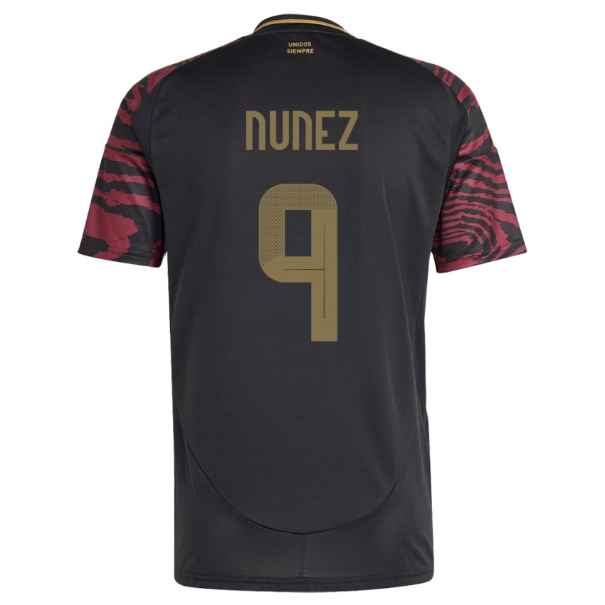 Herren Peru Pierina Núñez #9 Schwarz Auswärtstrikot Trikot 24-26 T-Shirt Belgien