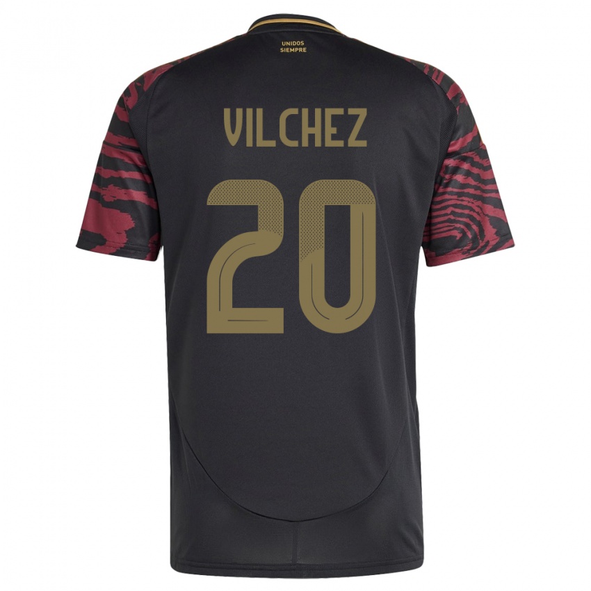 Herren Peru Alondra Vílchez #20 Schwarz Auswärtstrikot Trikot 24-26 T-Shirt Belgien