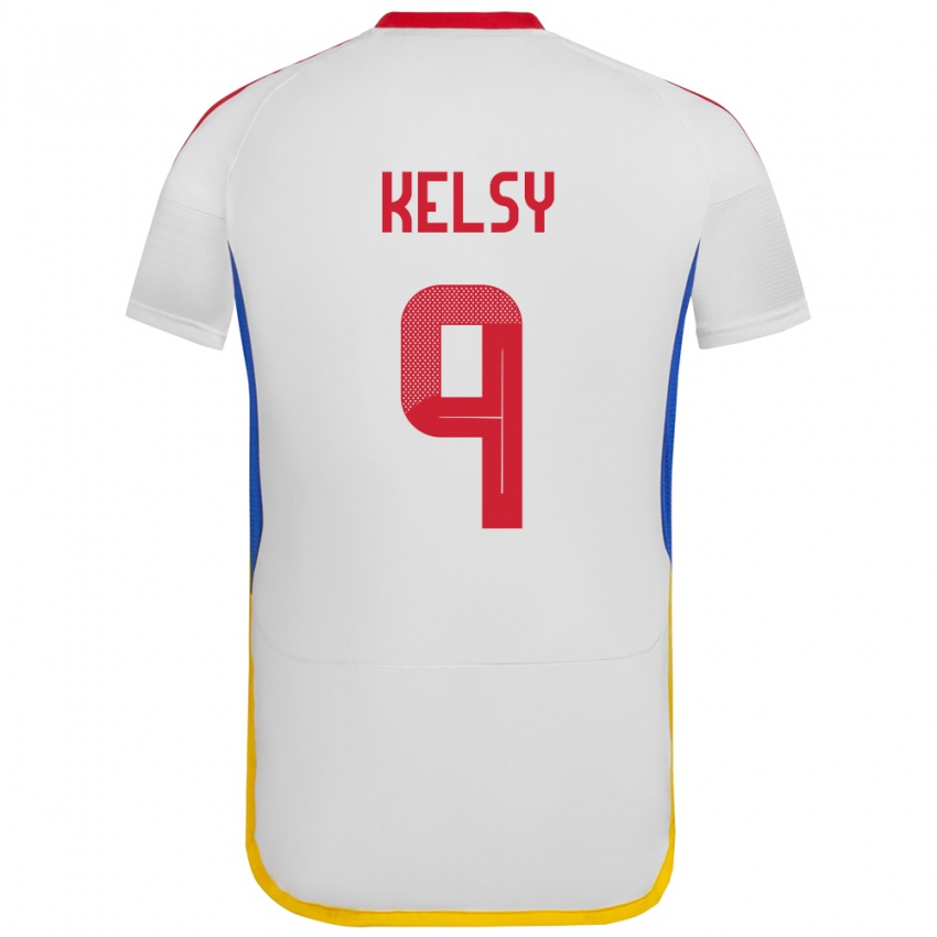 Heren Venezuela Kevin Kelsy #9 Wit Uitshirt Uittenue 24-26 T-Shirt België