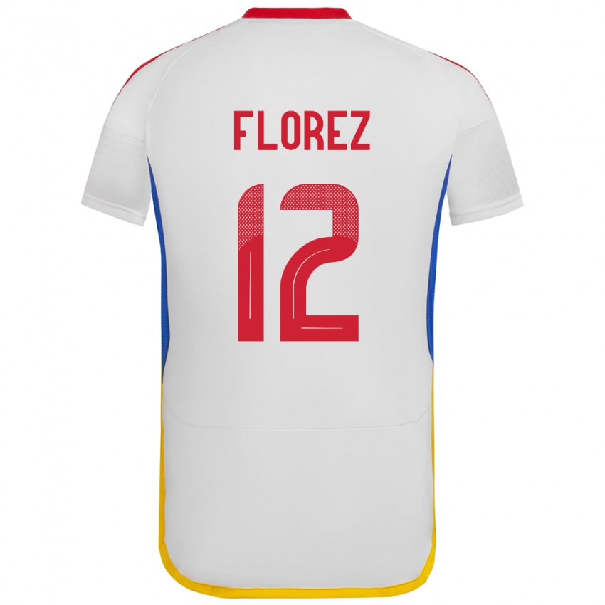 Heren Venezuela Génesis Flórez #12 Wit Uitshirt Uittenue 24-26 T-Shirt België