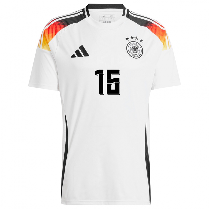 Femme Maillot Allemagne Tom Rothe #16 Blanc Tenues Domicile 24-26 T-Shirt Belgique