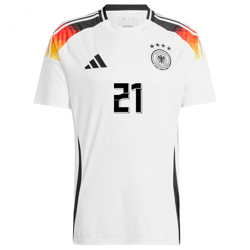 Femme Maillot Allemagne Ilkay Gundogan #21 Blanc Tenues Domicile 24-26 T-Shirt Belgique