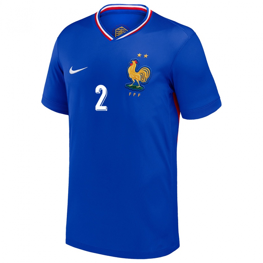 Damen Frankreich Benjamin Pavard #2 Blau Heimtrikot Trikot 24-26 T-Shirt Belgien