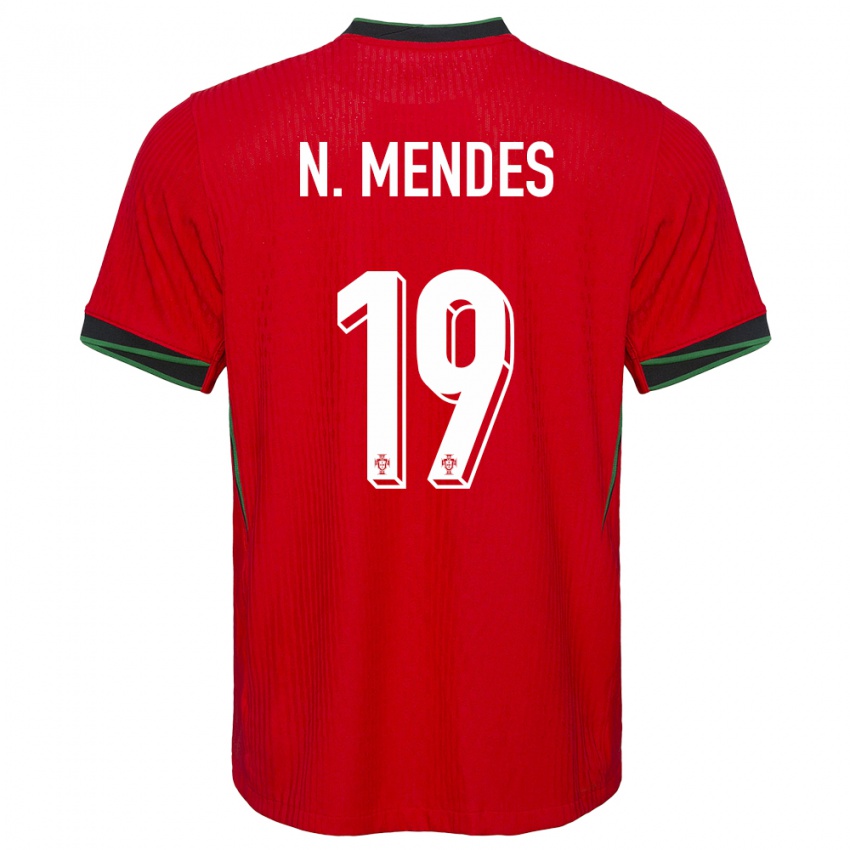 Femme Maillot Portugal Nuno Mendes #19 Rouge Tenues Domicile 24-26 T-Shirt Belgique