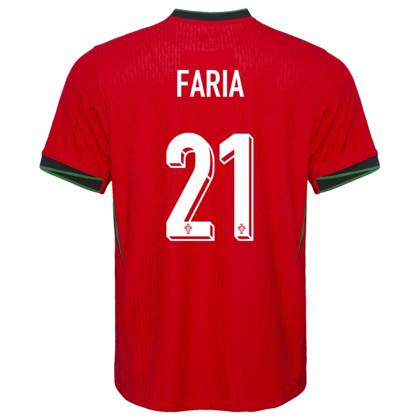 Femme Maillot Portugal Andreia Faria #21 Rouge Tenues Domicile 24-26 T-Shirt Belgique