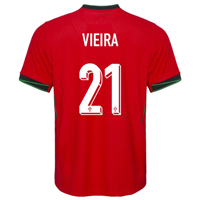 Femme Maillot Portugal Fabio Vieira #21 Rouge Tenues Domicile 24-26 T-Shirt Belgique