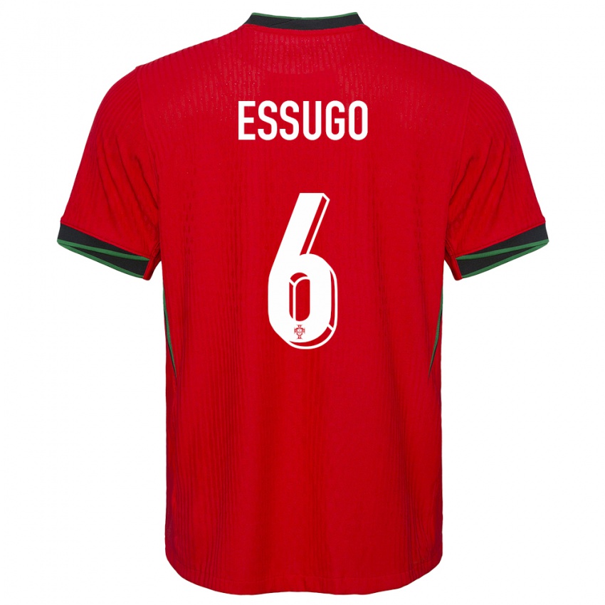Femme Maillot Portugal Dario Essugo #6 Rouge Tenues Domicile 24-26 T-Shirt Belgique