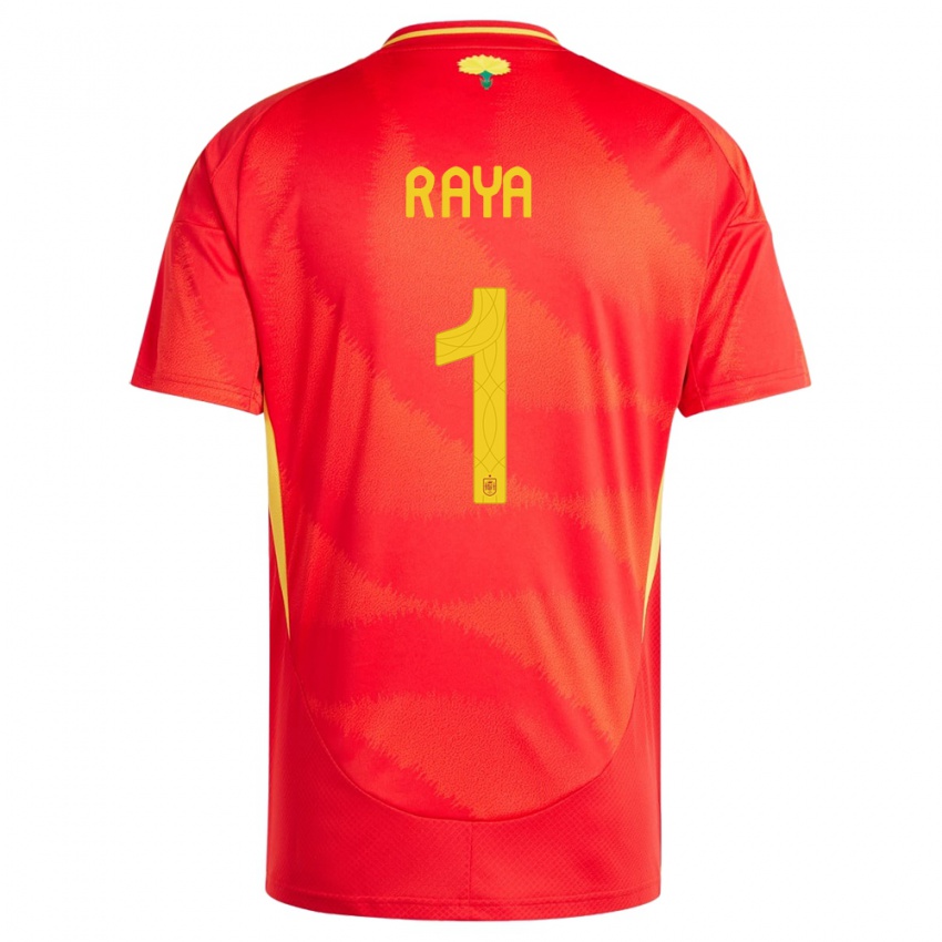 Femme Maillot Espagne David Raya #1 Rouge Tenues Domicile 24-26 T-Shirt Belgique