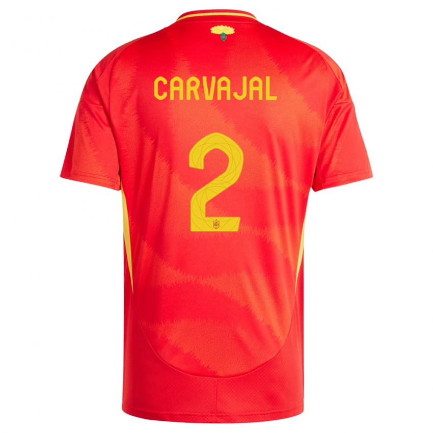 Damen Spanien Daniel Carvajal #2 Rot Heimtrikot Trikot 24-26 T-Shirt Belgien