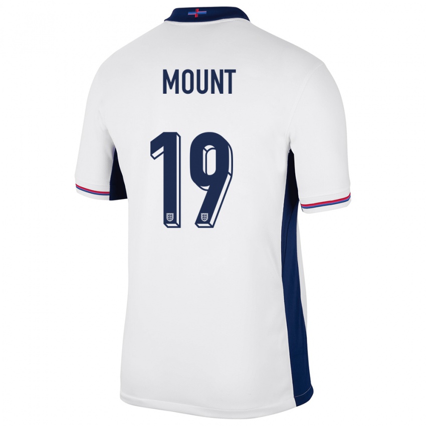 Dames Engeland Mason Mount #19 Wit Thuisshirt Thuistenue 24-26 T-Shirt België