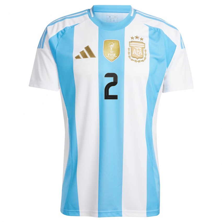 Dames Argentinië Lucas Martinez Quarta #2 Wit Blauw Thuisshirt Thuistenue 24-26 T-Shirt België