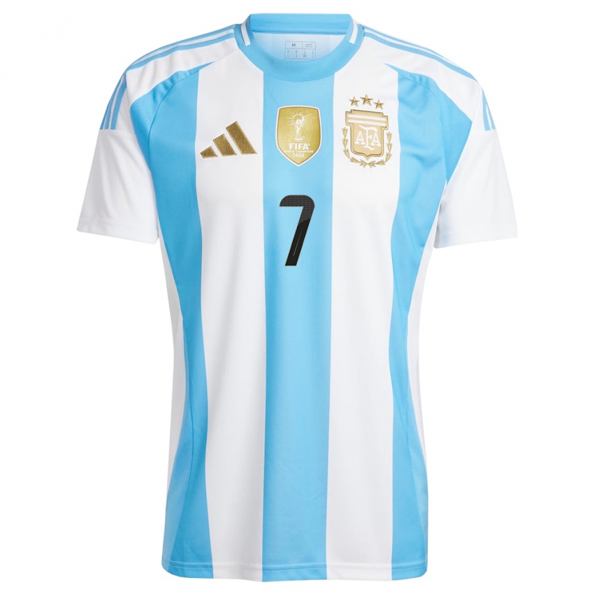 Dames Argentinië Agustin Urzi #7 Wit Blauw Thuisshirt Thuistenue 24-26 T-Shirt België