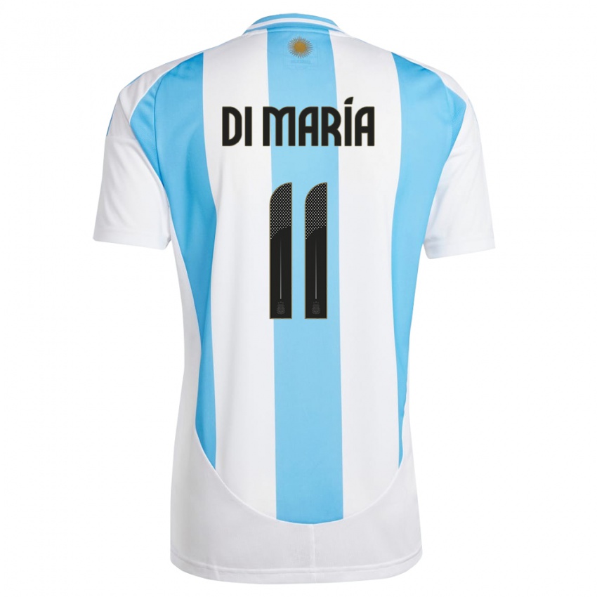Dames Argentinië Angel Di Maria #11 Wit Blauw Thuisshirt Thuistenue 24-26 T-Shirt België