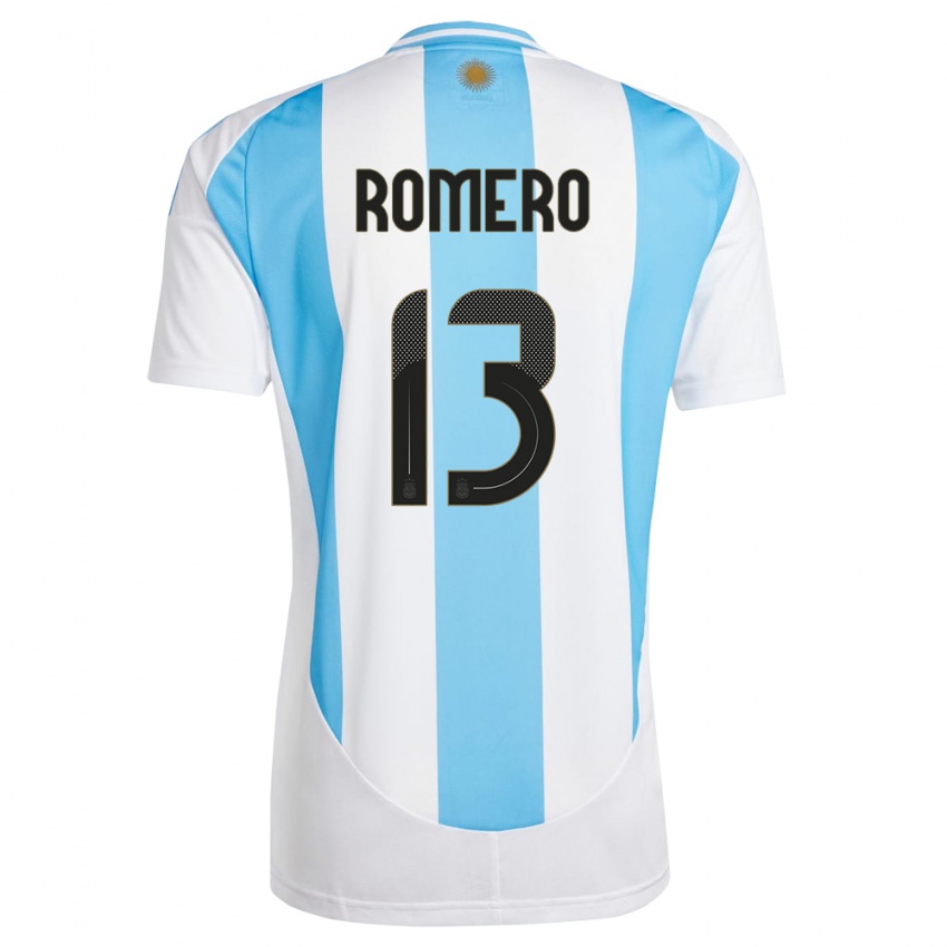 Dames Argentinië Cristian Romero #13 Wit Blauw Thuisshirt Thuistenue 24-26 T-Shirt België