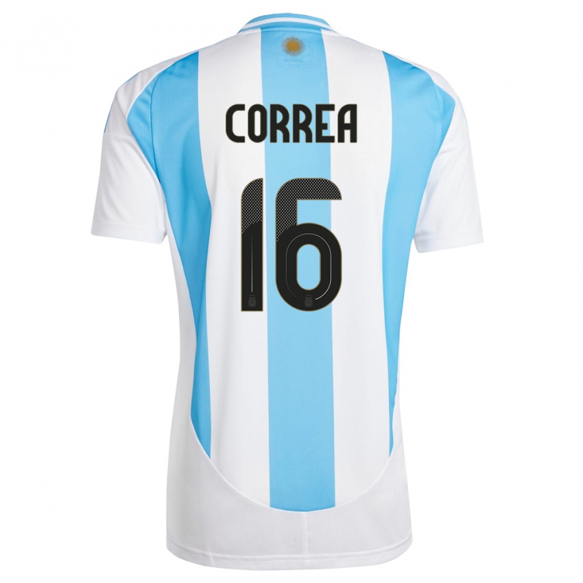 Dames Argentinië Angel Correa #16 Wit Blauw Thuisshirt Thuistenue 24-26 T-Shirt België