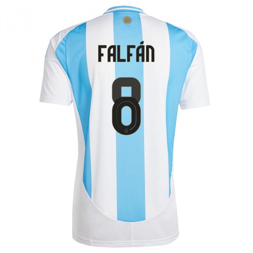 Dames Argentinië Daiana Falfan #8 Wit Blauw Thuisshirt Thuistenue 24-26 T-Shirt België