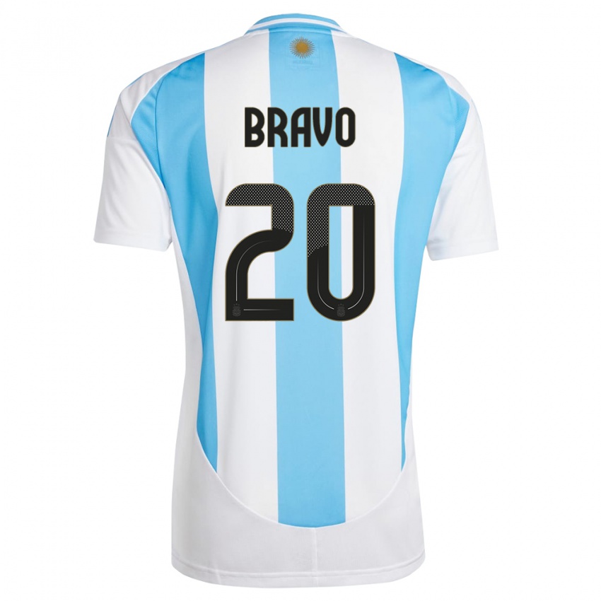 Femme Maillot Argentine Ruth Bravo #20 Blanc Bleu Tenues Domicile 24-26 T-Shirt Belgique