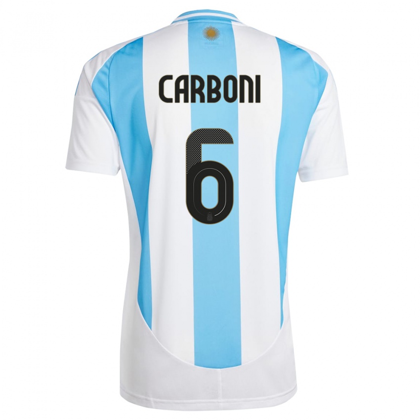 Dames Argentinië Franco Carboni #6 Wit Blauw Thuisshirt Thuistenue 24-26 T-Shirt België