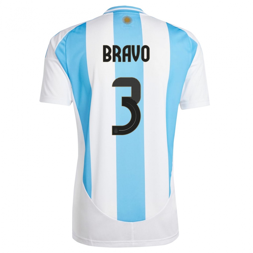 Dames Argentinië Claudio Bravo #3 Wit Blauw Thuisshirt Thuistenue 24-26 T-Shirt België