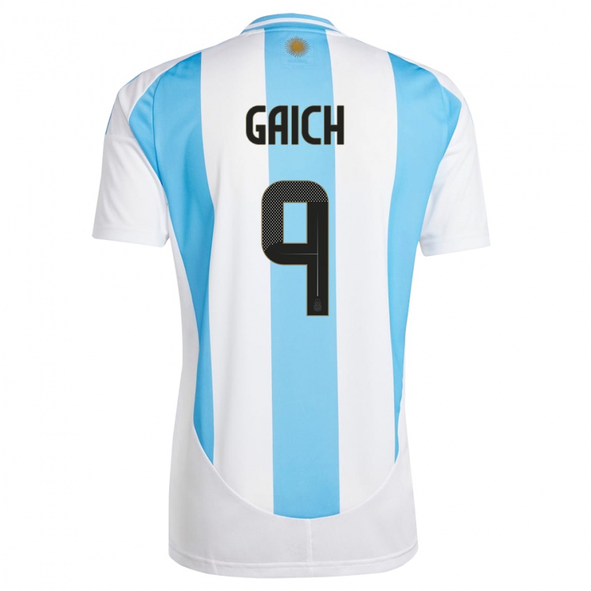 Dames Argentinië Adolfo Gaich #9 Wit Blauw Thuisshirt Thuistenue 24-26 T-Shirt België