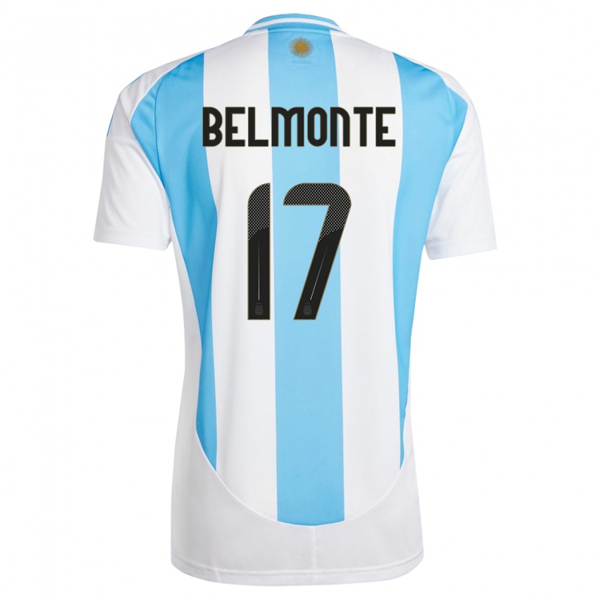 Dames Argentinië Tomas Belmonte #17 Wit Blauw Thuisshirt Thuistenue 24-26 T-Shirt België