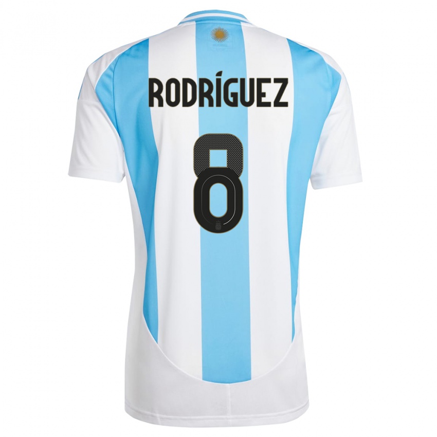 Dames Argentinië Agustin Rodriguez #8 Wit Blauw Thuisshirt Thuistenue 24-26 T-Shirt België