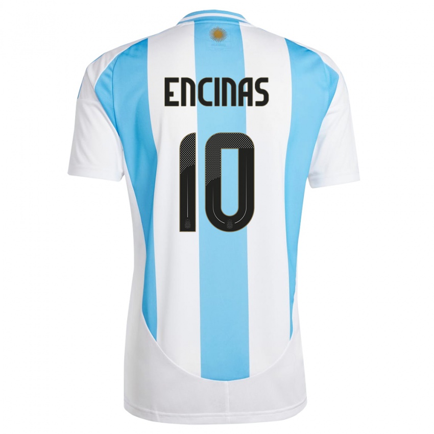 Dames Argentinië Axel Encinas #10 Wit Blauw Thuisshirt Thuistenue 24-26 T-Shirt België