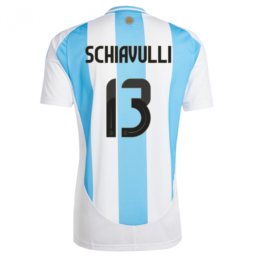 Dames Argentinië Thiago Schiavulli #13 Wit Blauw Thuisshirt Thuistenue 24-26 T-Shirt België