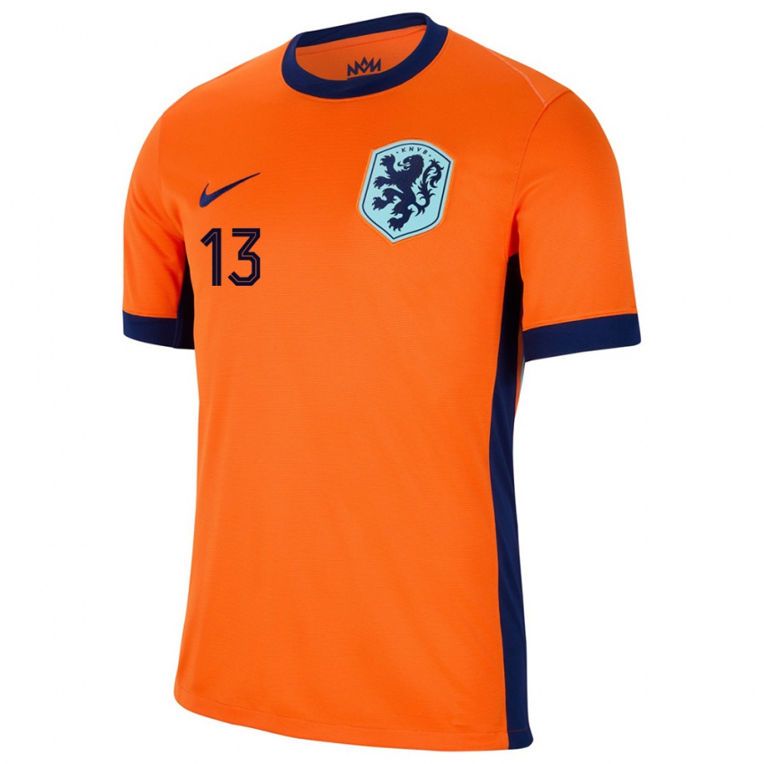 Femme Maillot Pays-Bas Oualid Agougil #13 Orange Tenues Domicile 24-26 T-Shirt Belgique