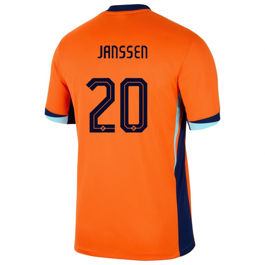 Damen Niederlande Dominique Janssen #20 Orange Heimtrikot Trikot 24-26 T-Shirt Belgien