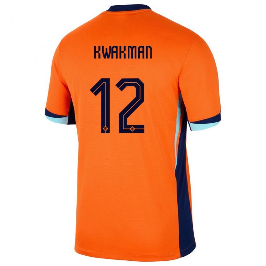 Dames Nederland Dave Kwakman #12 Oranje Thuisshirt Thuistenue 24-26 T-Shirt België