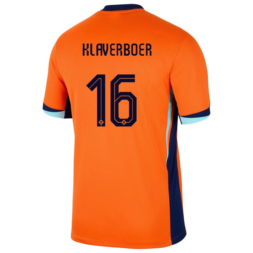 Femme Maillot Pays-Bas Bernt Klaverboer #16 Orange Tenues Domicile 24-26 T-Shirt Belgique