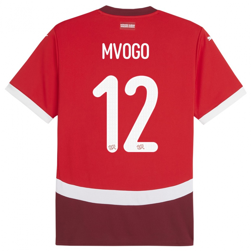 Femme Maillot Suisse Yvon Mvogo #12 Rouge Tenues Domicile 24-26 T-Shirt Belgique