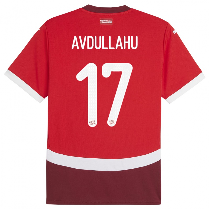 Femme Maillot Suisse Leon Avdullahu #17 Rouge Tenues Domicile 24-26 T-Shirt Belgique