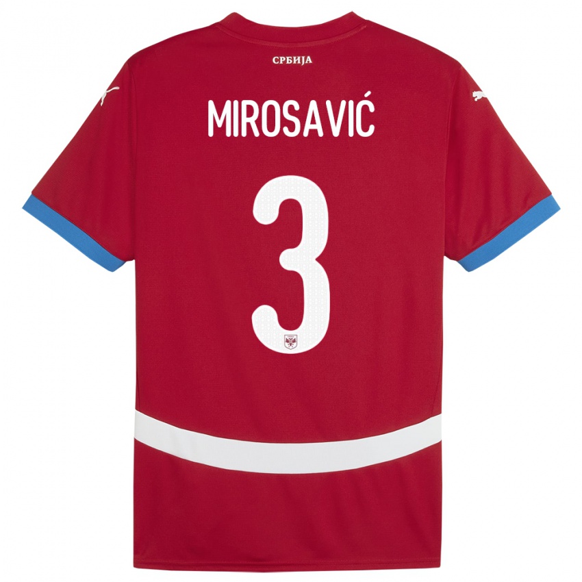 Dames Servië Veljko Mirosavic #3 Rood Thuisshirt Thuistenue 24-26 T-Shirt België