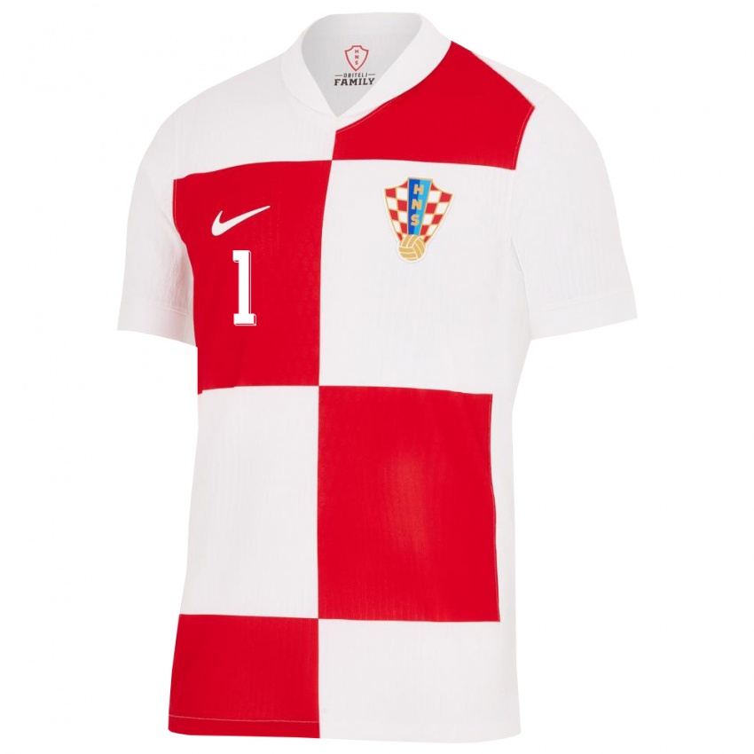 Femme Maillot Croatie Doris Bacic #1 Blanc Rouge Tenues Domicile 24-26 T-Shirt Belgique