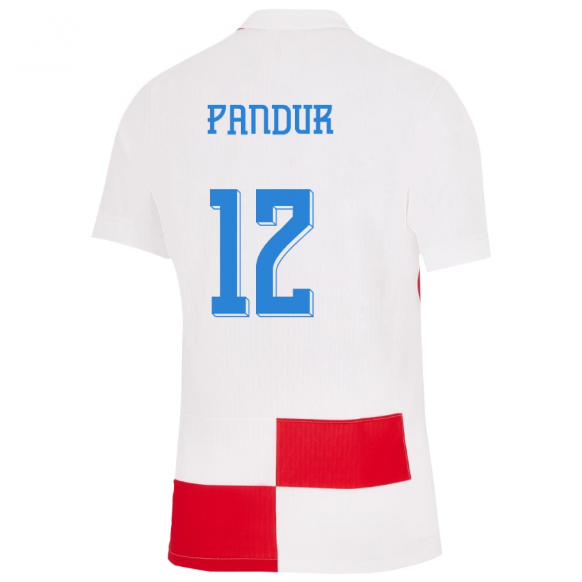 Damen Kroatien Ivor Pandur #12 Weiß Rot Heimtrikot Trikot 24-26 T-Shirt Belgien